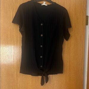 Black Button-Down Women's Top